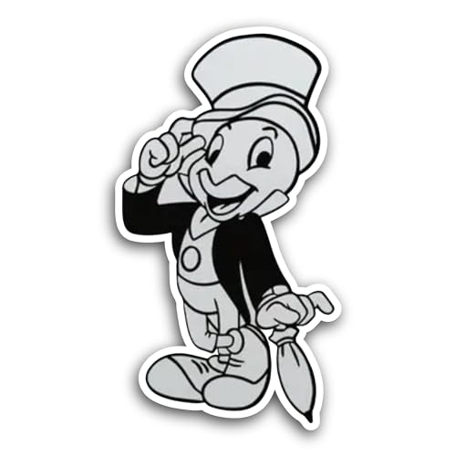 2 (Pieces) 3" and 5" Black and White Cartoon Character Sticker, Waterproof Vinyl Decals for Many Pur