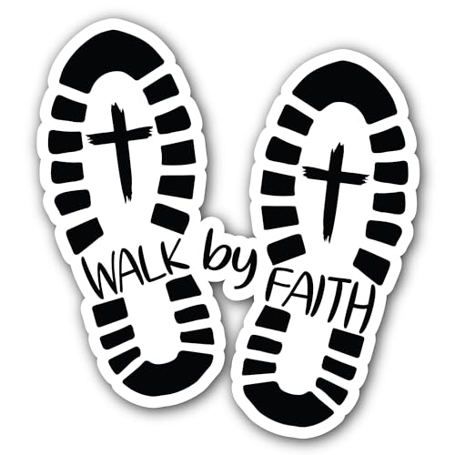 2 (Pieces) 3" and 5" Walk by Faith Text Sticker, Waterproof Vinyl Decals for Many Purpose Like Cars,
