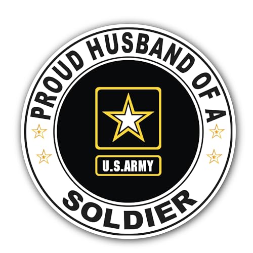 2 (Pieces) 3" and 5" Proud Husband of a Soldier U.S. Army Sticker, Waterproof Vinyl Decals for Many 