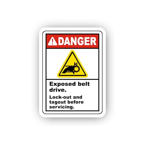 2 (Pieces) 3" and 5" Belt Drive Entanglement Danger Sticker, Waterproof Vinyl Decals for Many Purpos