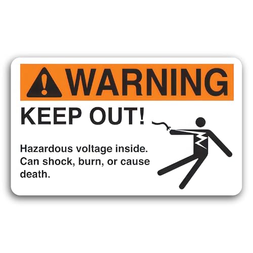 2 (Pieces) 3" and 5" Warning Sign Keep Out Hazardous Voltage Decal Sticker, Waterproof Vinyl Decals 