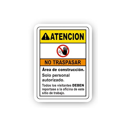 2 (Pieces) 3" and 5" Spanish Restricted Area Construction Attention Sign Sticker, Waterproof Vinyl D