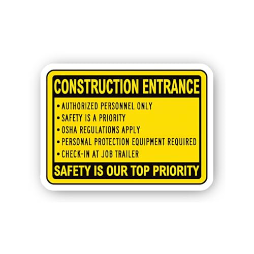 2 (Pieces) 3" and 5" Job Site Safety Regulations List Sticker, Waterproof Vinyl Decals for Many Purp