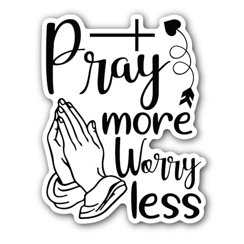 2 (Pieces) 3" and 5" Pray More Sticker, Waterproof Vinyl Decals for Many Purpose Like Cars, Trucks, 