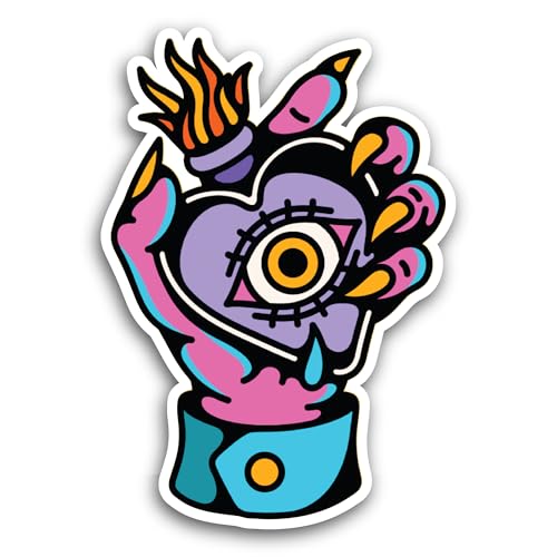 2 (Pieces) 3" and 5" Heart in Hand Sticker, Waterproof Vinyl Decals for Many Purpose Like Cars, Truc