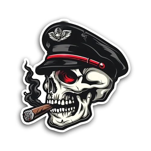 2 (Pieces) 3" and 5" Skull with Military Beret Sticker, Waterproof Vinyl Decals for Many Purpose Lik