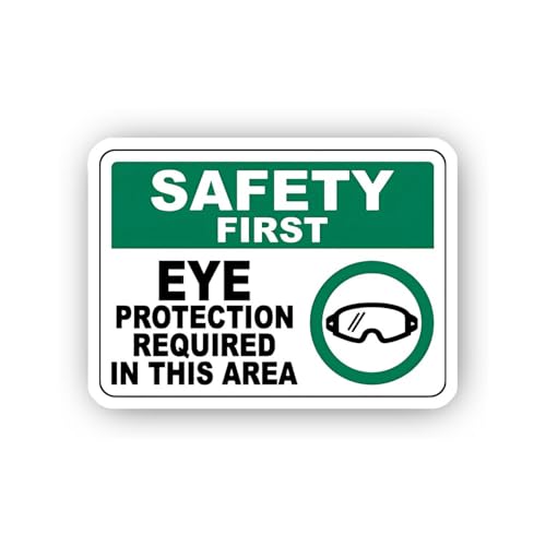 2 (Pieces) 3" and 5" Eye Protection Required in This Area Sign Sticker, Waterproof Vinyl Decals for 