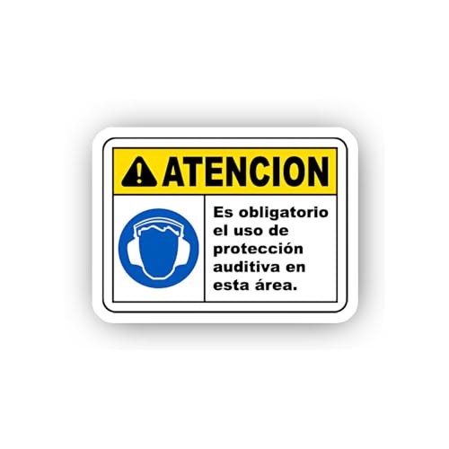 2 (Pieces) 3" and 5" Spanish Language Auditory Protection Sticker, Waterproof Vinyl Decals for Many 