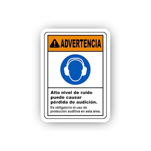 2 (Pieces) 3" and 5" Spanish Hearing Damage Warning Sticker, Waterproof Vinyl Decals for Many Purpos
