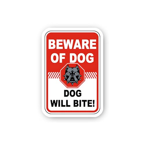 2 (Pieces) 3" and 5" Beware of Dog, Dog Will Bite Warning Sticker, Waterproof Vinyl Decals for Many 