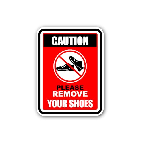 2 (Pieces) 3" and 5" Requests People to Remove Their Shoes Sign Sticker, Waterproof Vinyl Decals for