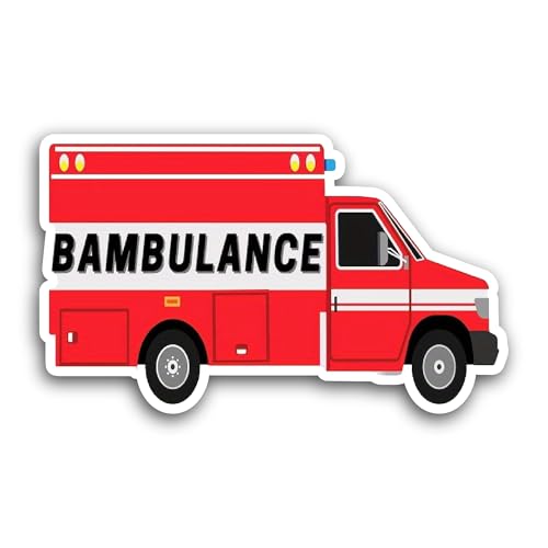 2 (Pieces) 3" and 5" Bambulance Sticker, Waterproof Vinyl Decals for Many Purpose Like Cars, Trucks,