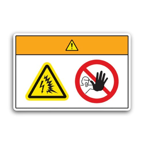 2 (Pieces) 3" and 5" Danger Electric Shock Hazard Symbol Sign Sticker, Waterproof Vinyl Decals for M
