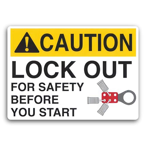 2 (Pieces) 3" and 5" Caution Lock Out for Safety Sticker, Waterproof Vinyl Decals for Many Purpose L