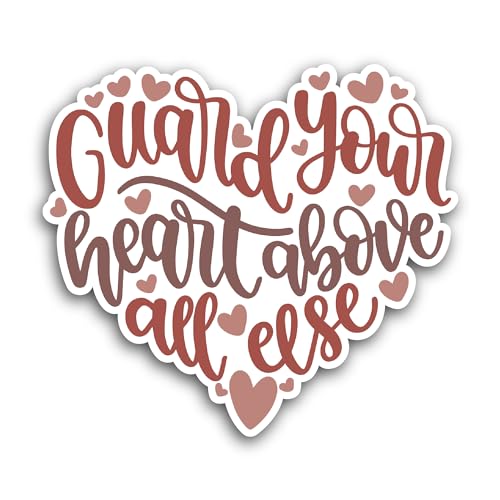 2 (Pieces) 3" and 5" Guard Your Heart Sticker, Waterproof Vinyl Decals for Many Purpose Like Cars, T