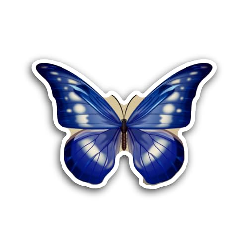 2 (Pieces) 3" and 5" Blue Tropical Butterfly Sticker, Waterproof Vinyl Decals for Many Purpose Like 