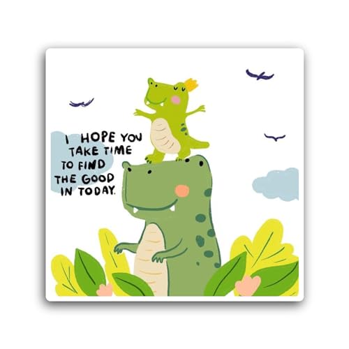 2 (Pieces) 3" and 5" Cute Green Dinosaur Sticker, Waterproof Vinyl Decals for Many Purpose Like Cars