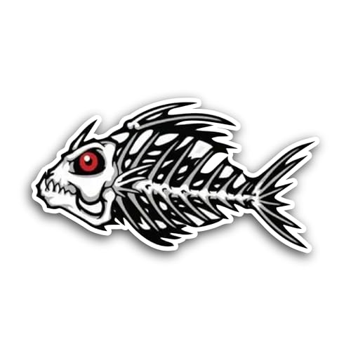 2 (Pieces) 3" and 5" Fish Bone Sticker, Waterproof Vinyl Decals for Many Purpose Like Cars, Trucks, 