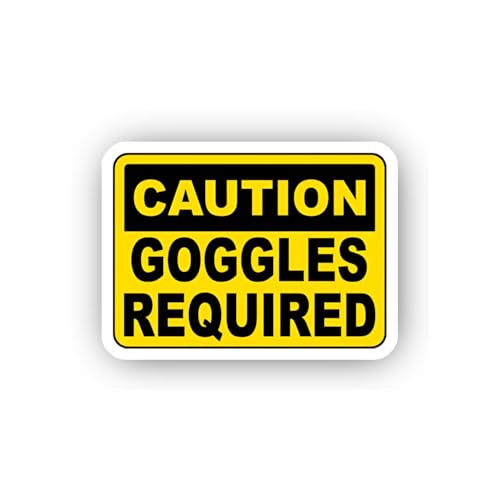 2 (Pieces) 3" and 5" Caution Goggles Mandatory Workplace Sticker, Waterproof Vinyl Decals for Many P