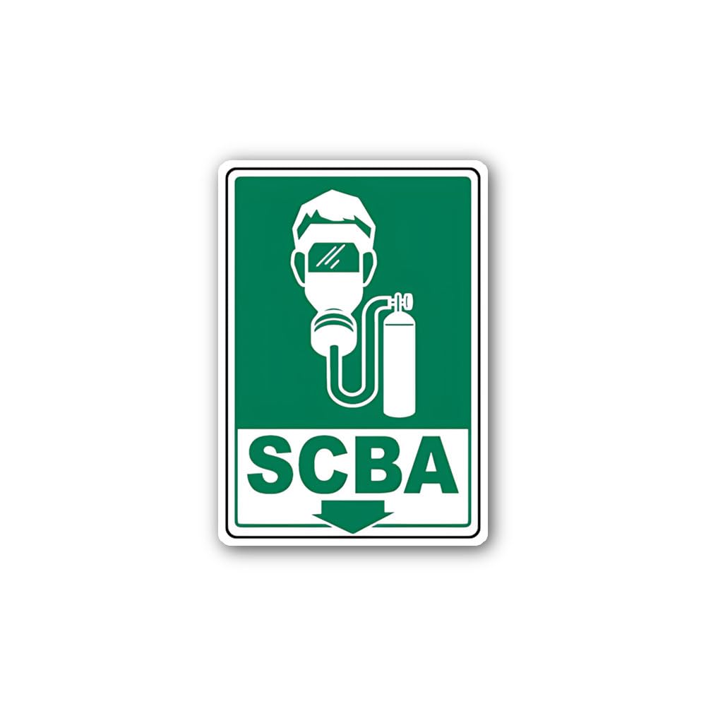 2 (Pieces) 3" and 5" Scba Located Here Sign Sticker, Waterproof Vinyl Decals for Many Purpose Like C