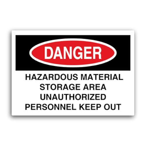 2 (Pieces) 3" and 5" Hazardous Material Storage Area Unauthorized Personnel Keep Out Sign Sticker, W