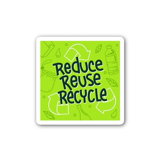 2 (Pieces) 3" and 5" Recycling Slogan and Symbol Decal Sticker, Waterproof Vinyl Decals for Many Pur