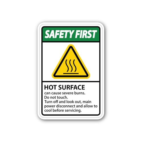 2 (Pieces) 3" and 5" HOT Surface can Cause Severe Burns. Do not Touch. Sticker, Waterproof Vinyl Dec