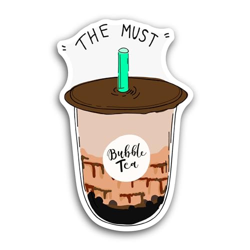 2 (Pieces) 3" and 5" Chocolate Bubble Tea Sticker, Waterproof Vinyl Decals for Many Purpose Like Car