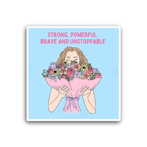 2 (Pieces) 3" and 5" Girl Carrying Flowers Sticker, Waterproof Vinyl Decals for Many Purpose Like Ca