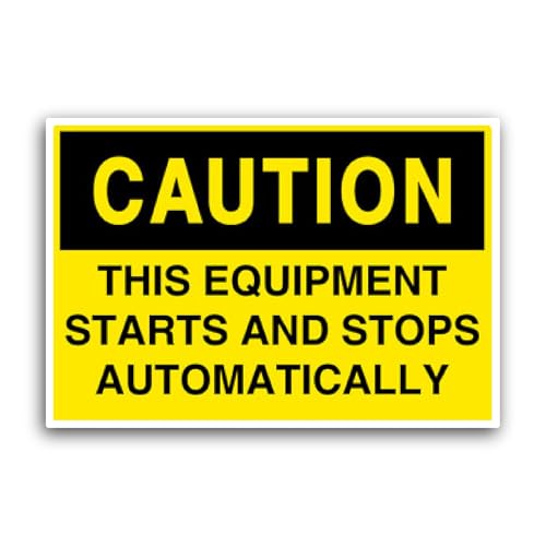 2 (Pieces) 3" and 5" Equipment Starts Automatically Sticker, Waterproof Vinyl Decals for Many Purpos