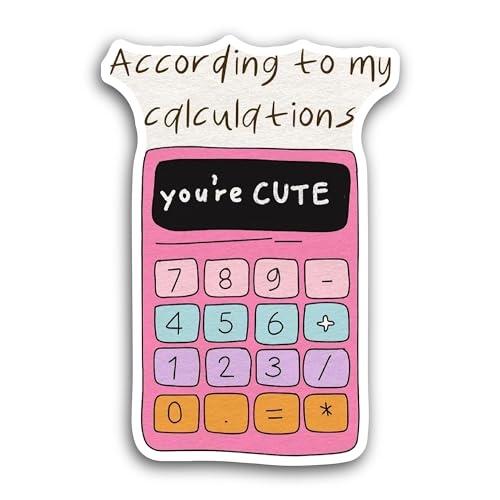 2 (Pieces) 3" and 5" Cute Calculator Sticker, Waterproof Vinyl Decals for Many Purpose Like Cars, Tr