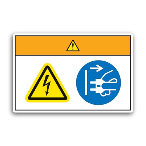 2 (Pieces) 3" and 5" Caution Electric Shock Hazard Symbol Sticker, Waterproof Vinyl Decals for Many 