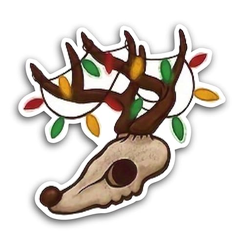 2 (Pieces) 3" and 5" Deer Skull Sticker, Waterproof Vinyl Decals for Many Purpose Like Cars, Trucks,