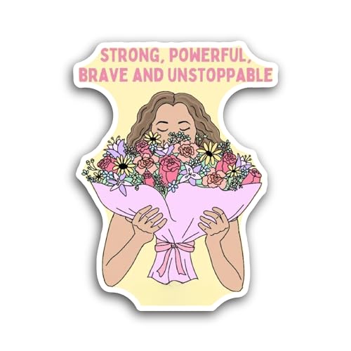 2 (Pieces) 3" and 5" Girl Holding Flowers Sticker, Waterproof Vinyl Decals for Many Purpose Like Car