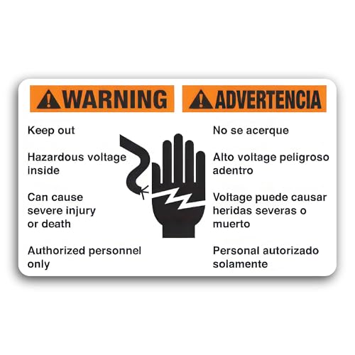 2 (Pieces) 3" and 5" Warning Hazardous Voltage Inside Sticker, Waterproof Vinyl Decals for Many Purp