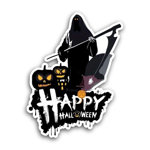 2 (Pieces) 3" and 5" Happy Halloween Sticker, Waterproof Vinyl Decals for Many Purpose Like Cars, Tr