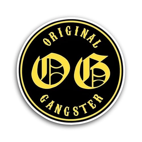 2 (Pieces) 3" and 5" Original Gangster Text Sticker, Waterproof Vinyl Decals for Many Purpose Like C
