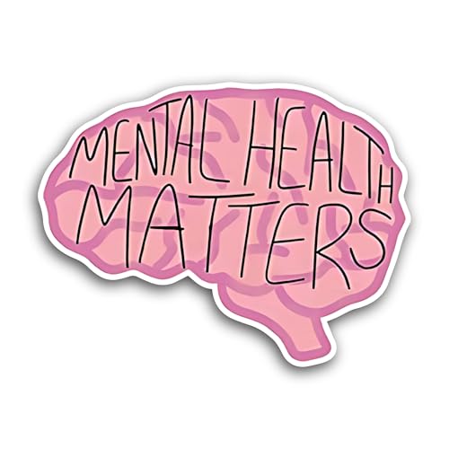 2 (Pieces) 3" and 5" Mental Health Matters Text Sticker, Waterproof Vinyl Decals for Many Purpose Li