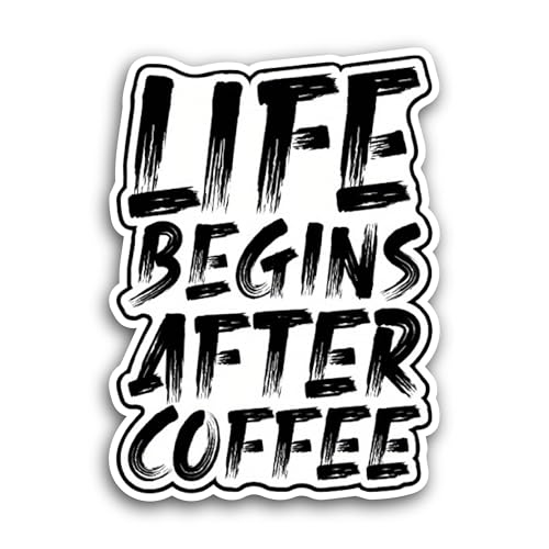 2 (Pieces) 3" and 5" Life Begins After Coffee Sticker, Waterproof Vinyl Decals for Many Purpose Like
