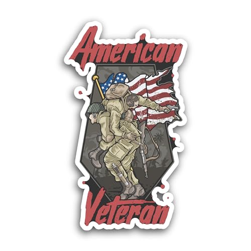 2 (Pieces) 3" and 5" American Veteran Sticker, Waterproof Vinyl Decals for Many Purpose Like Cars, T