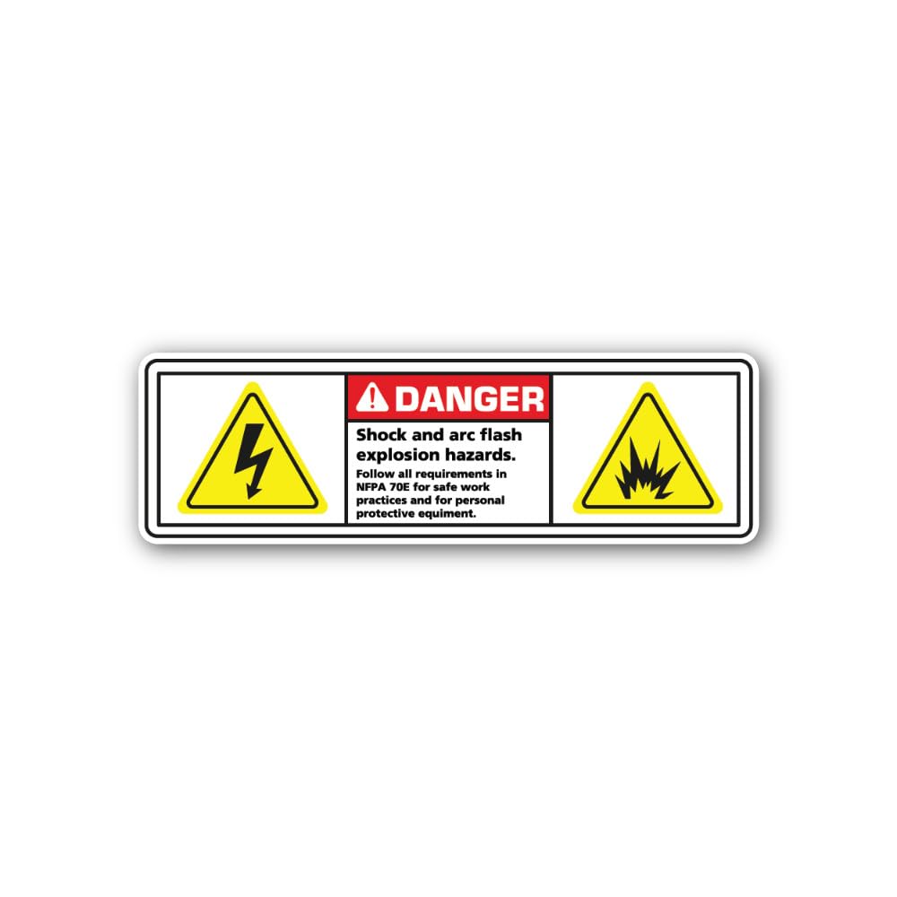 2 (Pieces) 3" and 5" Shock and arc Flash Explosion Hazards Sign Sticker, Waterproof Vinyl Decals for