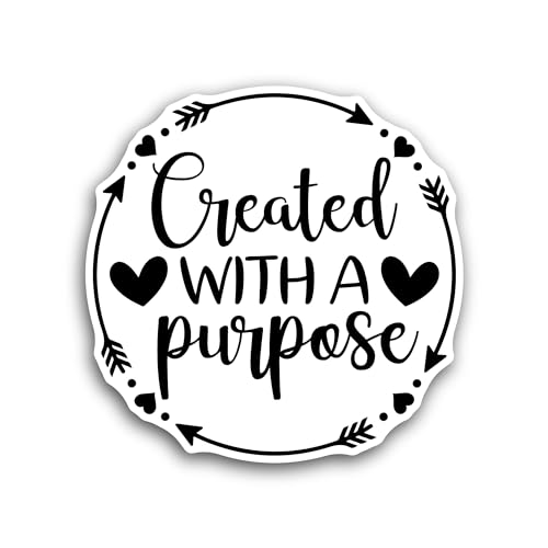 2 (Pieces) 3" and 5" Created with A Purpose Black Text Sticker, Waterproof Vinyl Decals for Many Pur