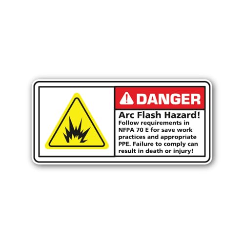 2 (Pieces) 3" and 5" Arc Flash Hazard! Sign Sticker, Waterproof Vinyl Decals for Many Purpose Like C