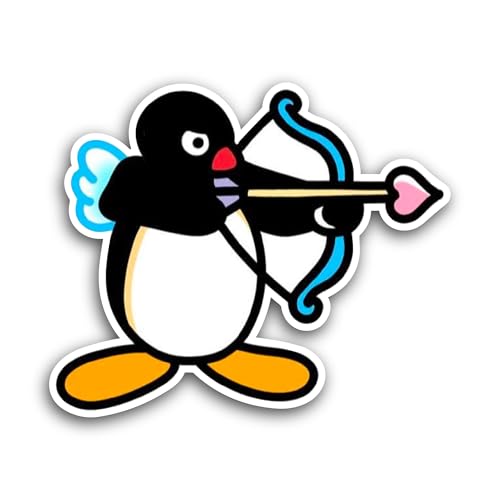 2 (Pieces) 3" and 5" Penguin Archer Sticker, Waterproof Vinyl Decals for Many Purpose Like Cars, Tru