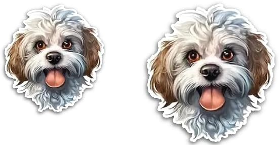 2 (Pieces) 3" and 5" Smiley Face with Dog with Tongue Open, Waterproof Vinyl Decals for Many Purpose Like Cars, Trucks, Laptops, Phones, Windows and More