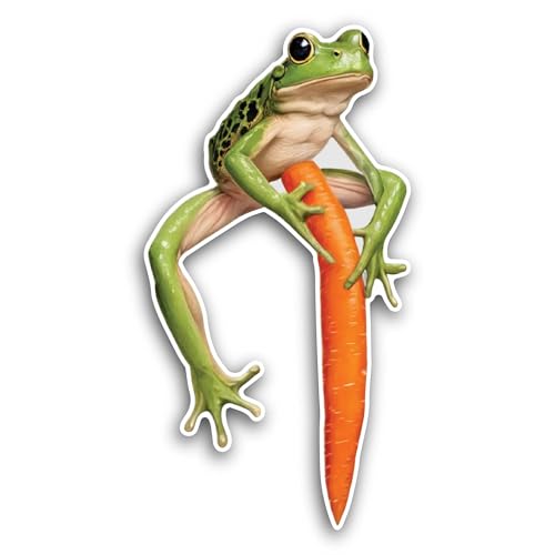 2 (Pieces) 3" and 5" Green Frog On A White Background Sticker, Waterproof Vinyl Decals for Many Purp