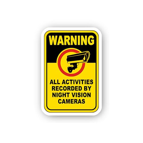 2 (Pieces) 3" and 5" Night Vision Activities Recorded Sign Sticker, Waterproof Vinyl Decals for Many