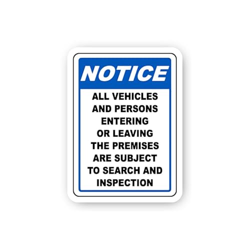 2 (Pieces) 3" and 5" Vehicles and Persons Subject to Search and Inspection Sticker, Waterproof Vinyl