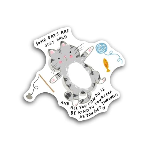 2 (Pieces) 3" and 5" Cute Cat Cartoon Sticker, Waterproof Vinyl Decals for Many Purpose Like Cars, T