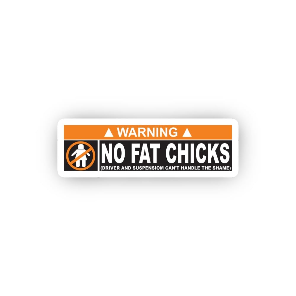2 (Pieces) 3" and 5" Warning No Fat Chicks Sticker, Waterproof Vinyl Decals for Many Purpose Like Ca